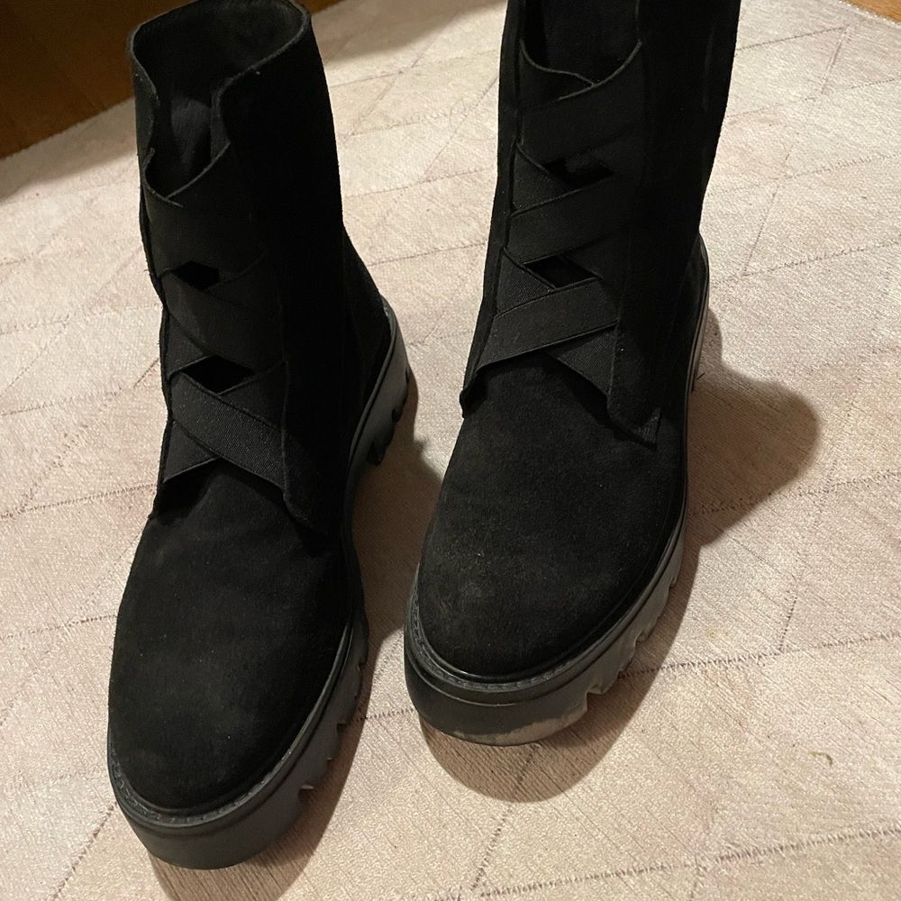 Black Suede Lace-Up Boots